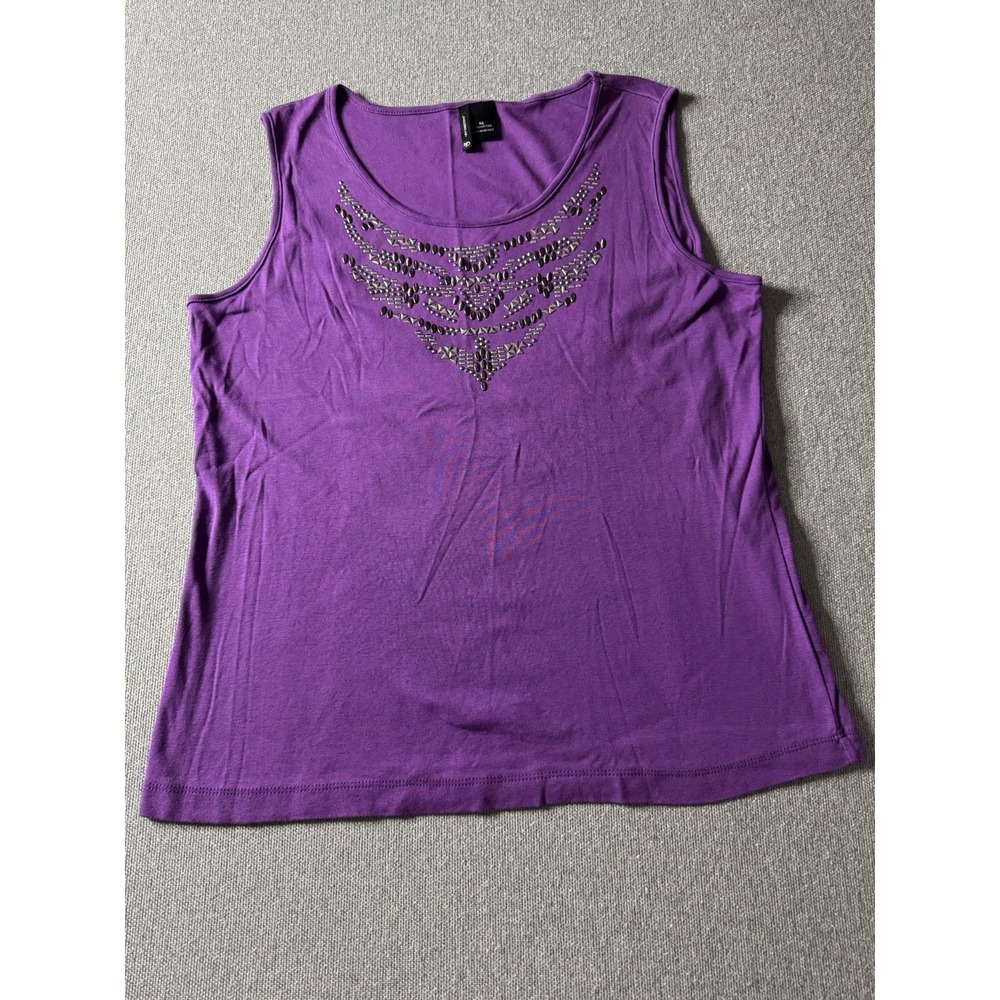 New Directions Women's XL Purple Tank top‎ With Metal Embellishing Sleeveless